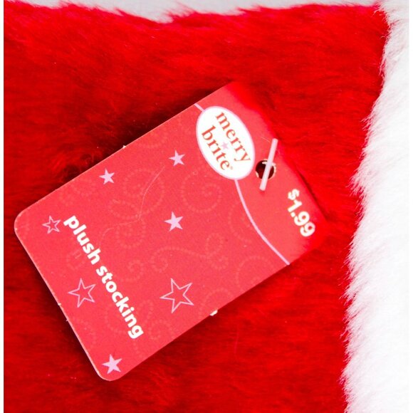 Merry Brite Plush Christmas Stocking 11.5 inches NWT - Picture 3 of 4